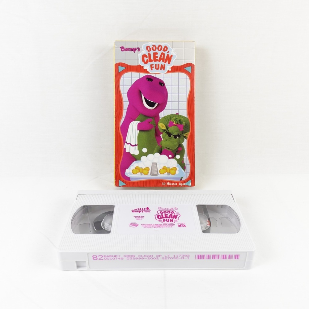 Barney & Friends Good Clean Fun VHS Tape 1998 Video Tape PBS Kids Cartoon Rare